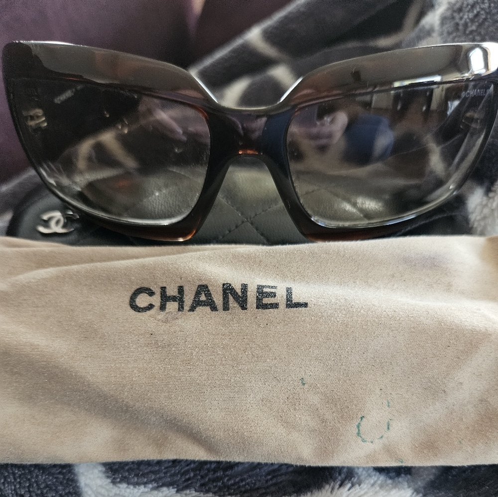 Vintage. Rare. Authentic Brown Chanel Mother of Pearl Sunglasses